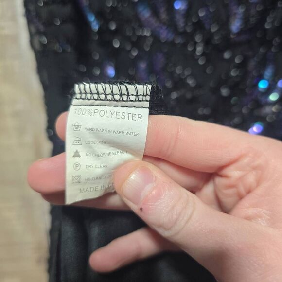 BABEYOND Women's Flapper Dress1920s V Neck Beaded Fringed Great Gatsby Black - Picture 8 of 8